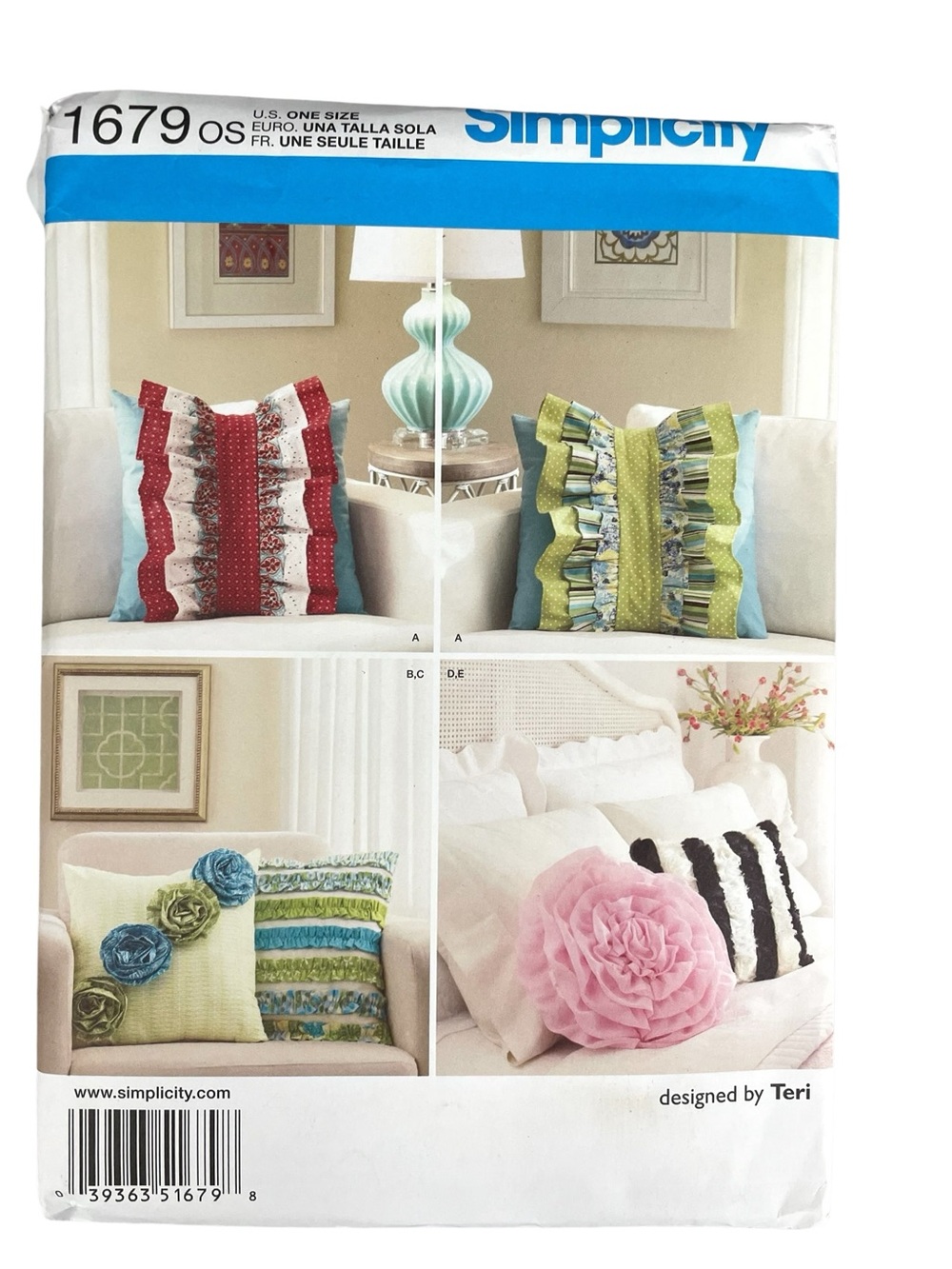 Simplicity 1679 Decorative Throw Pillows Ruffles Flowers 5 Styles UNCUT OOP